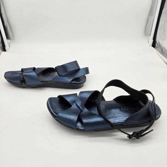 Trippen Womens Blue Calf Leather Venus Strappy Sandals Sz 7 EU 38 Beach Germany - Picture 4 of 10